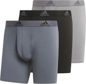 adidas Men's Performance Stretch Cotton Boxer Briefs 3-Pack, Soft Underwear, Superior Comfort