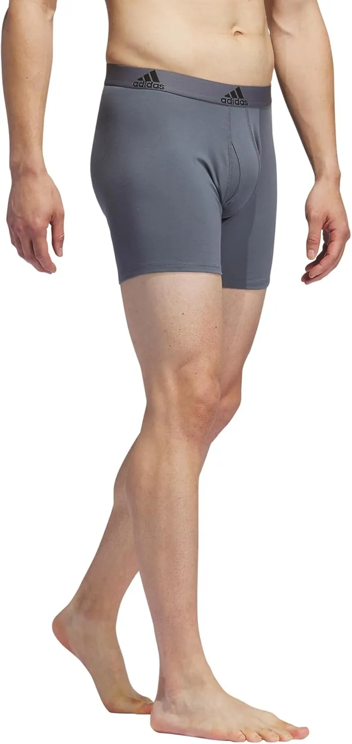 adidas Men's Performance Stretch Cotton Boxer Briefs 3-Pack, Soft Underwear, Superior Comfort