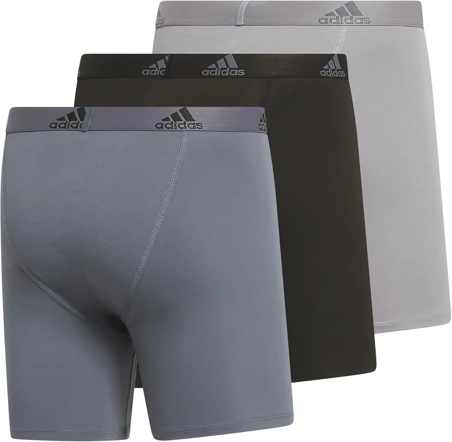 adidas Men's Performance Stretch Cotton Boxer Briefs 3-Pack, Soft Underwear, Superior Comfort