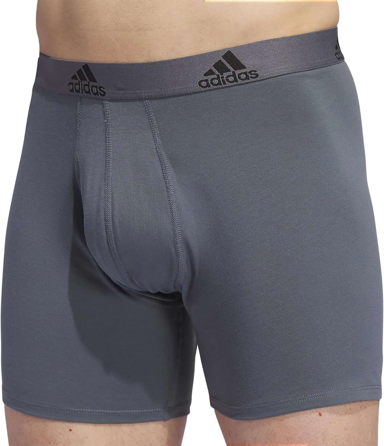 adidas Men's Performance Stretch Cotton Boxer Briefs 3-Pack, Soft Underwear, Superior Comfort