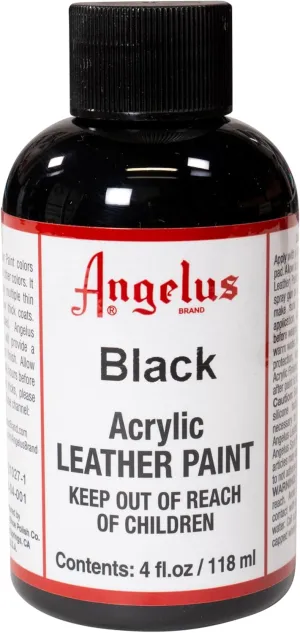 Angelus Acrylic Leather Paint for Shoes, Sneakers, Leather, Canvas, Furniture, and More - 4 fl oz, Black