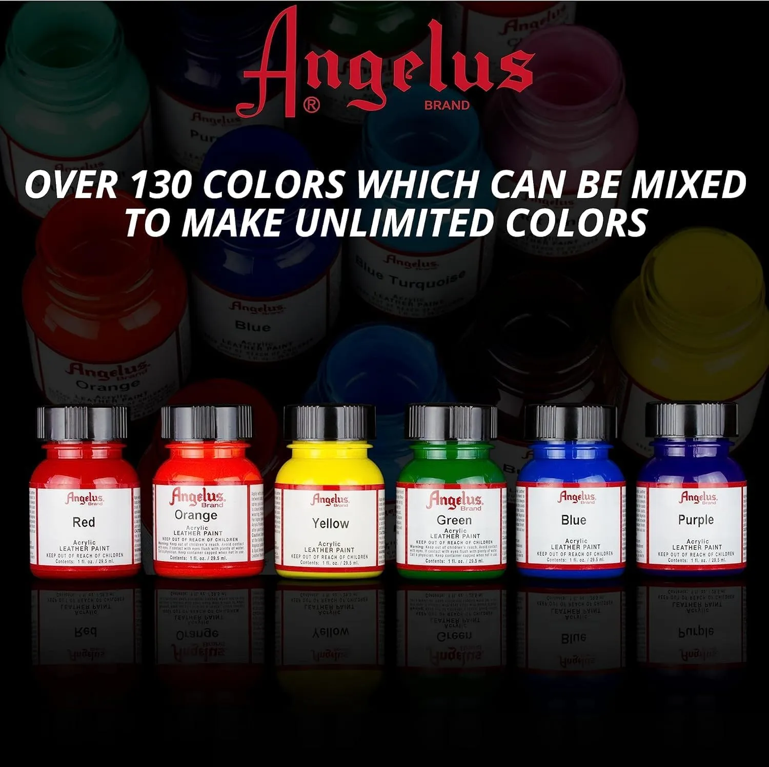 Angelus Acrylic Leather Paint for Shoes, Sneakers, Leather, Canvas, Furniture, and More - 4 fl oz, Black