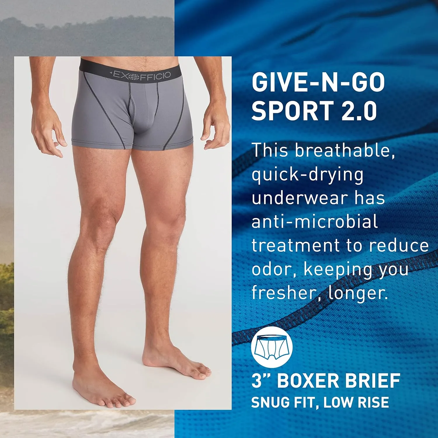 ExOfficio Men's Standard Give-n-go Sport 2.0 Boxer Brief 3 "