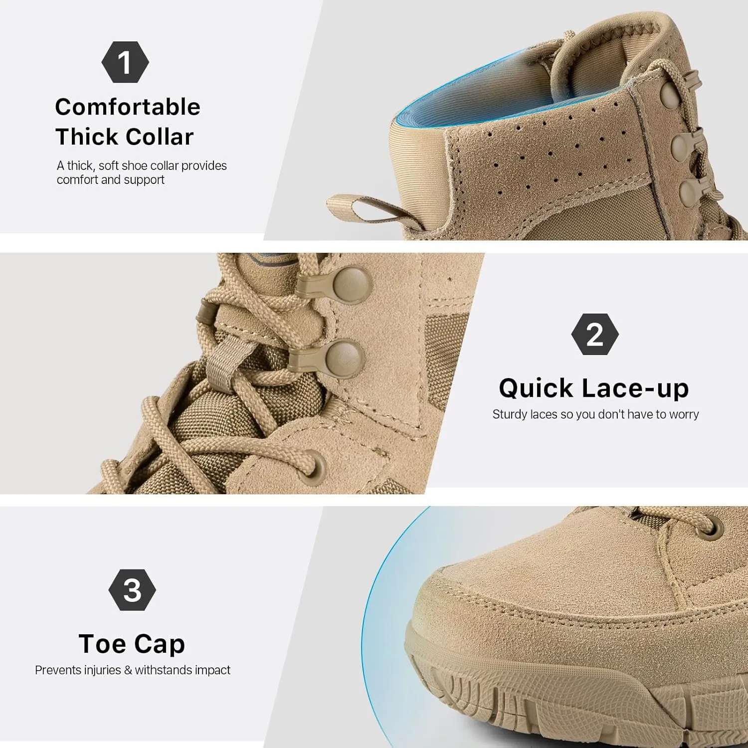 FREE SOLDIER Hiking Work Boots Men's Tactical Boots 6 Inches Waterproof Military Boots Outdoors Desert Boots