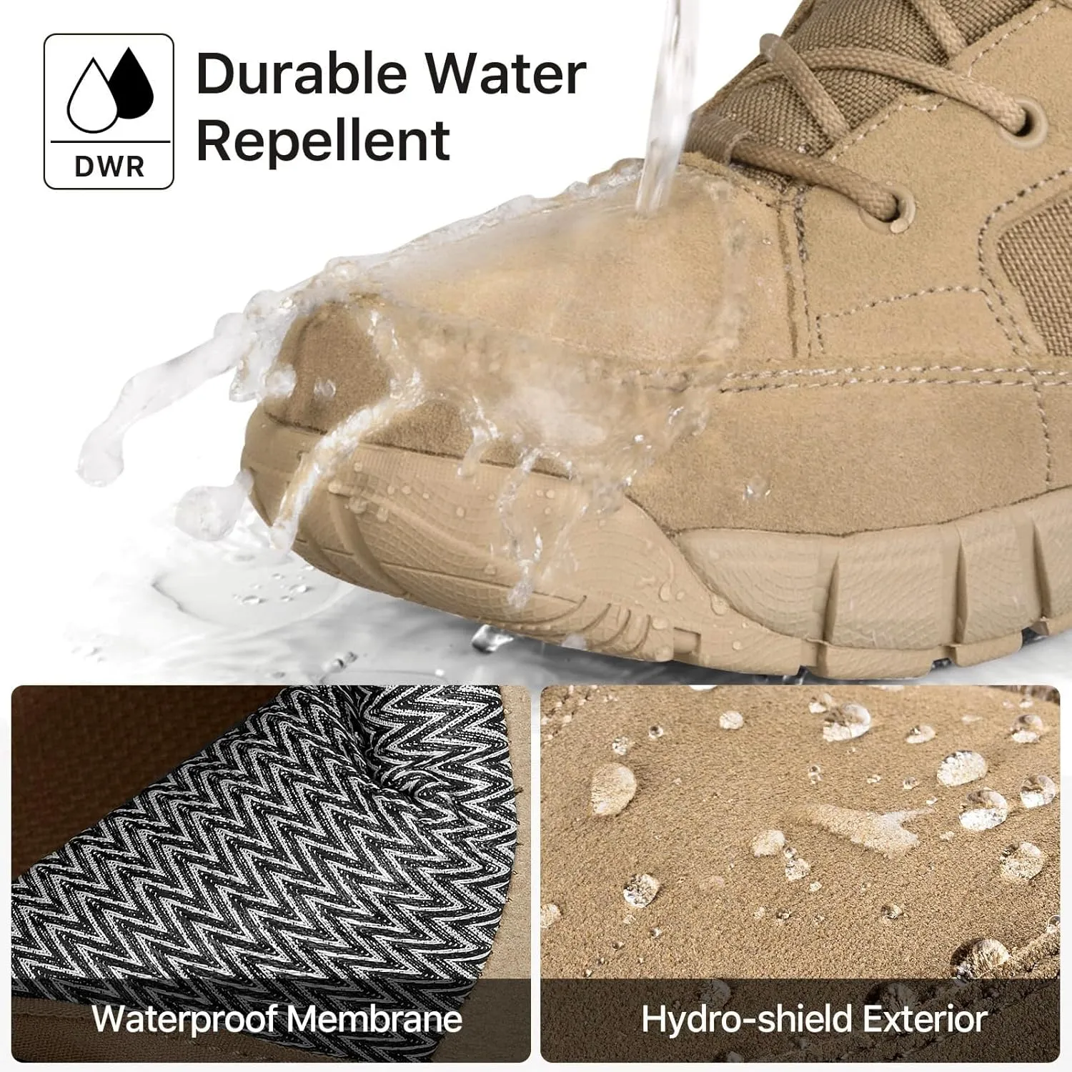 FREE SOLDIER Hiking Work Boots Men's Tactical Boots 6 Inches Waterproof Military Boots Outdoors Desert Boots