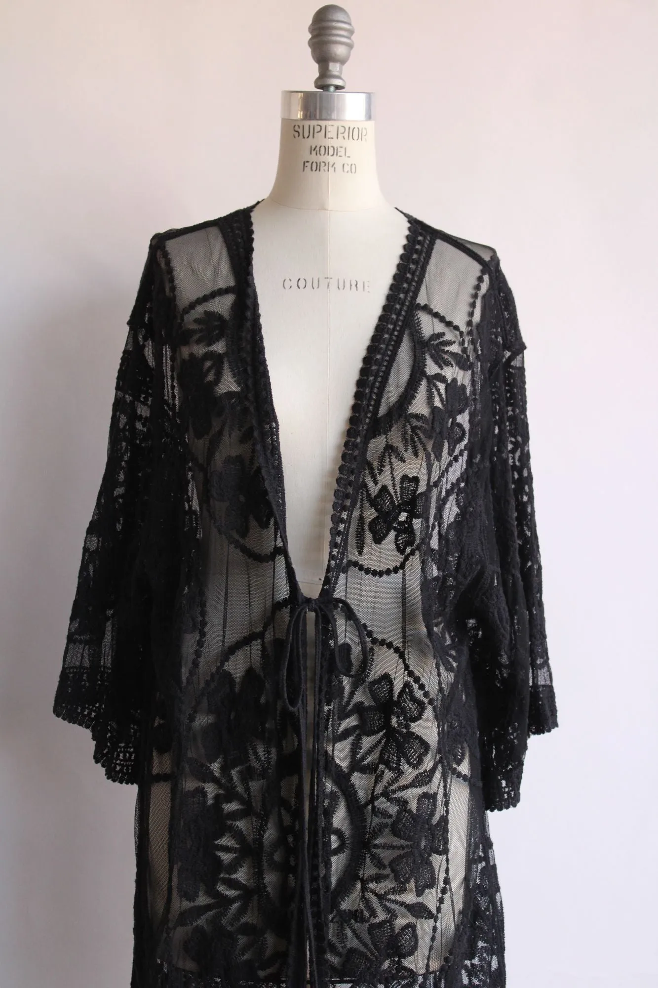 Kivenst Womens Lace Jacket, One Size, Black Lace Cover Up