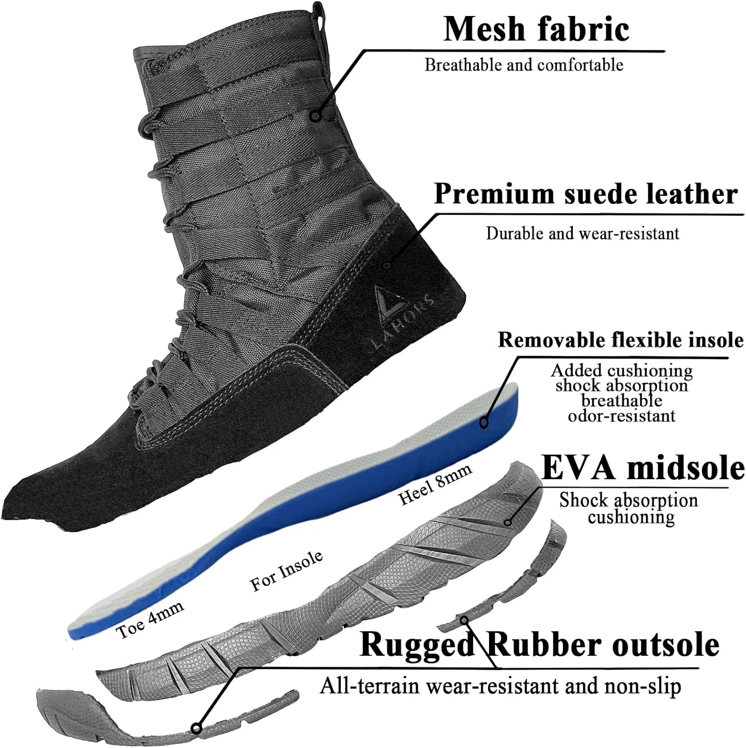 Lightweight Military Tactical Combat Boots Men Outdoor Hiking Desert Army Boots Breathable Male Jungle Shoes Man Side Zipper