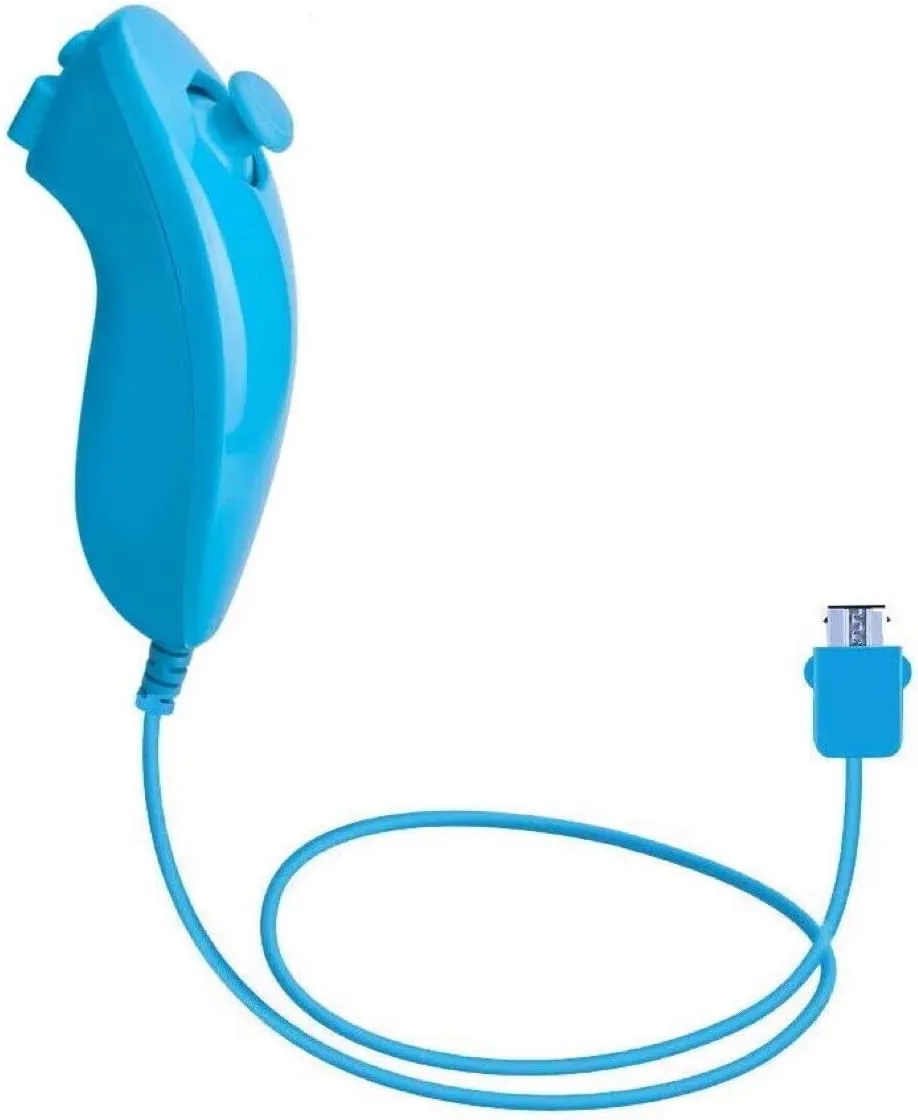 Lyyes Wii Remote Controller with Nunchuck, Silicon Case and Strap for Wii U (Blue)