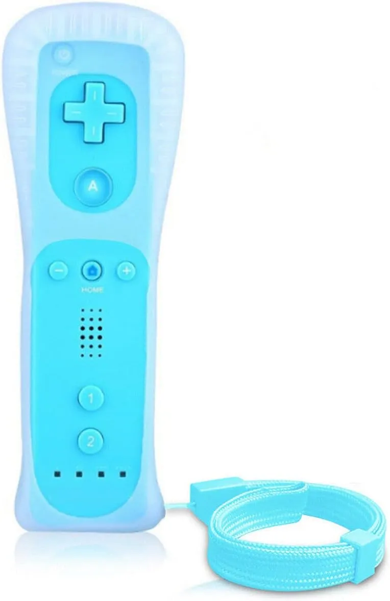 Lyyes Wii Remote Controller with Nunchuck, Silicon Case and Strap for Wii U (Blue)