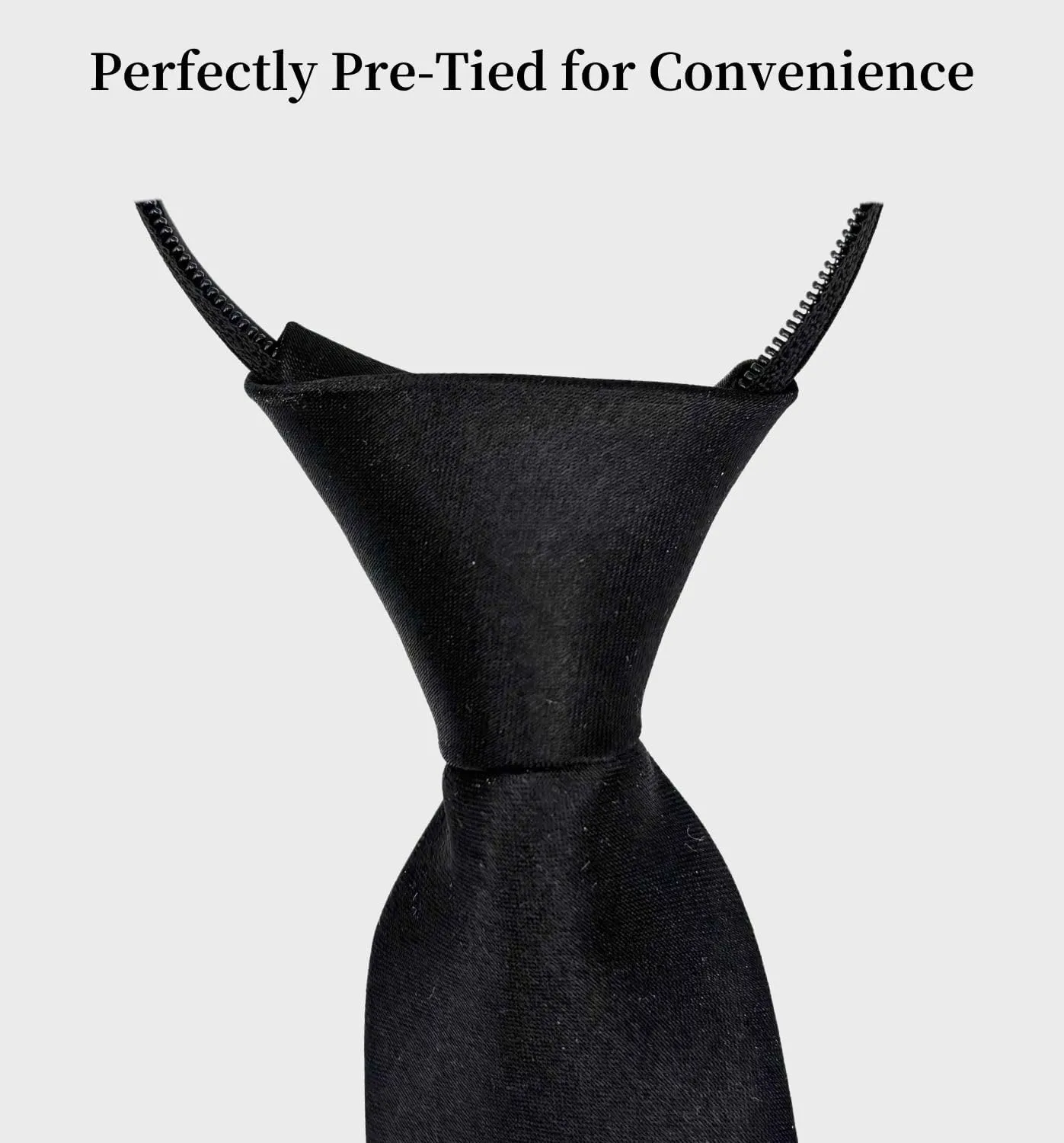 MDSTYLE Pre-Tied Necktie for Men - Solid Color Neck Tie with Adjustable Zipper - Wedding Business Formal Clip on Ties