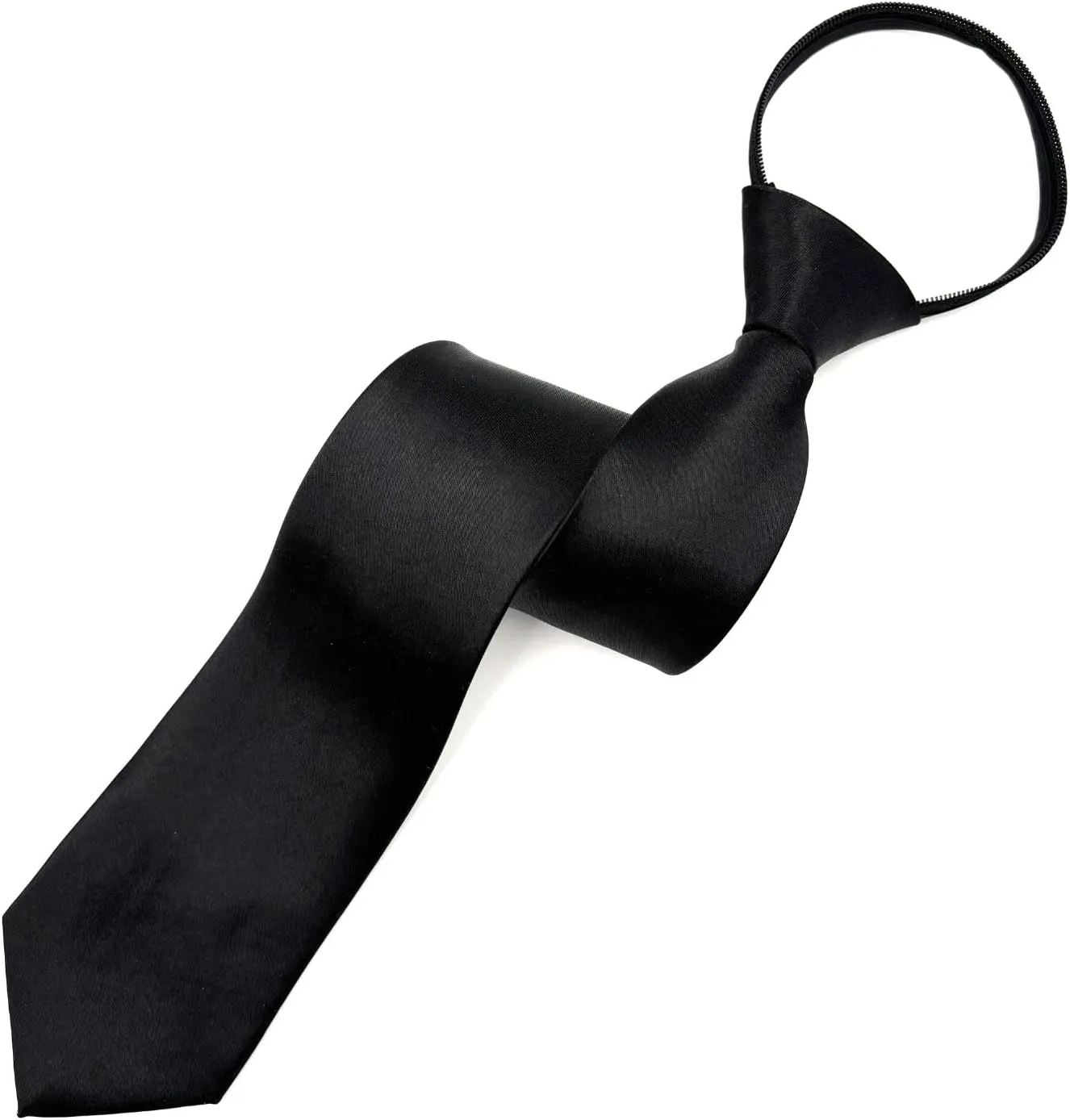 MDSTYLE Pre-Tied Necktie for Men - Solid Color Neck Tie with Adjustable Zipper - Wedding Business Formal Clip on Ties