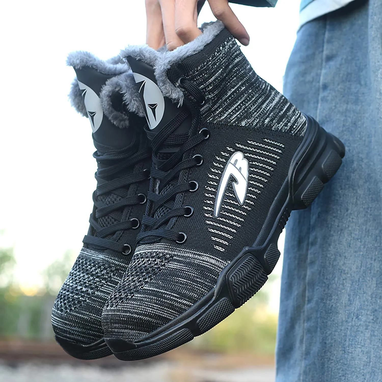 Men Steel Toe Boots Winter Warm Comfortable Industrial Construction Non-slip tennis work safety shoes