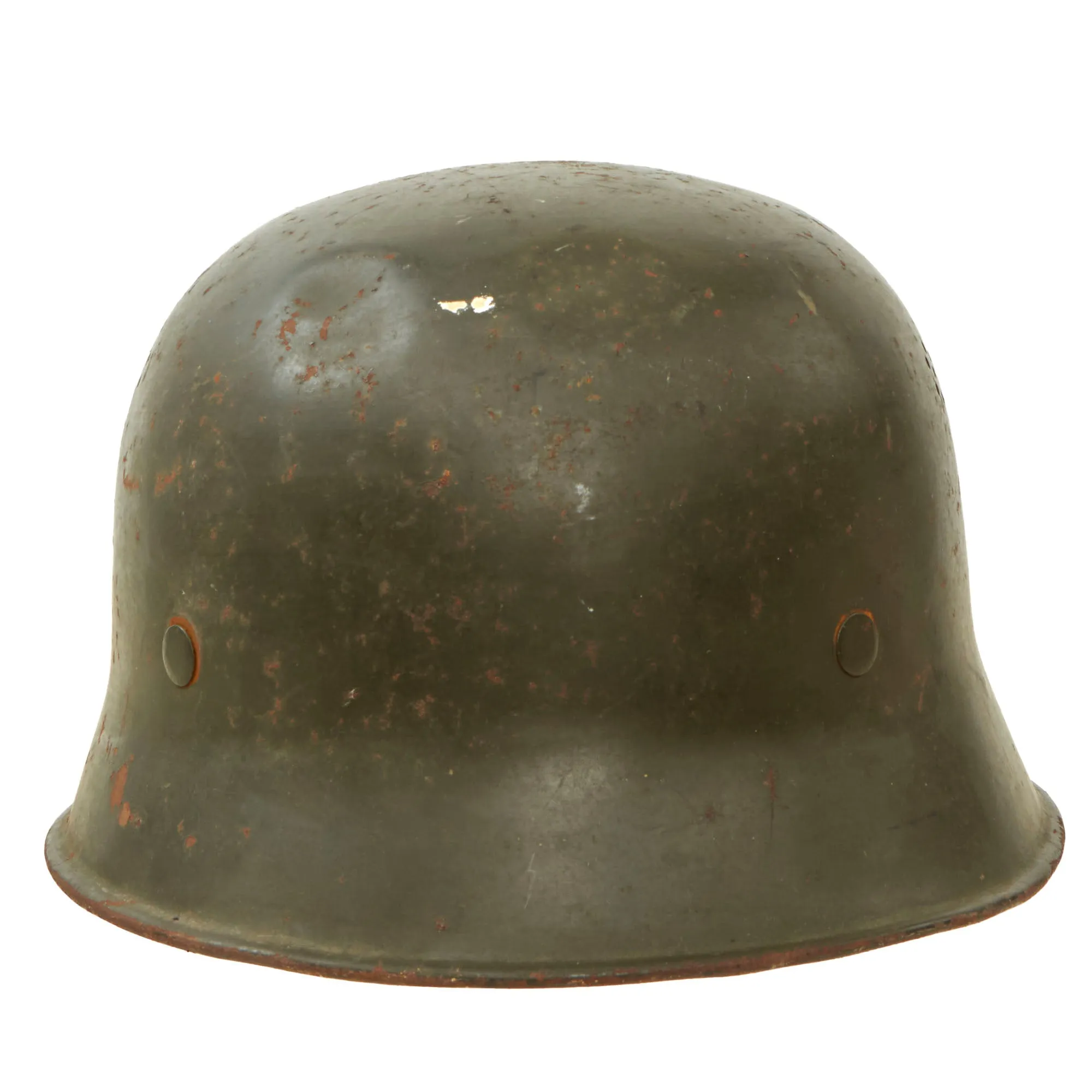 Original German WWII Early M34 Civic Square Dip RLB Air Defense Steel Helmet with Liner and Broken Chinstrap