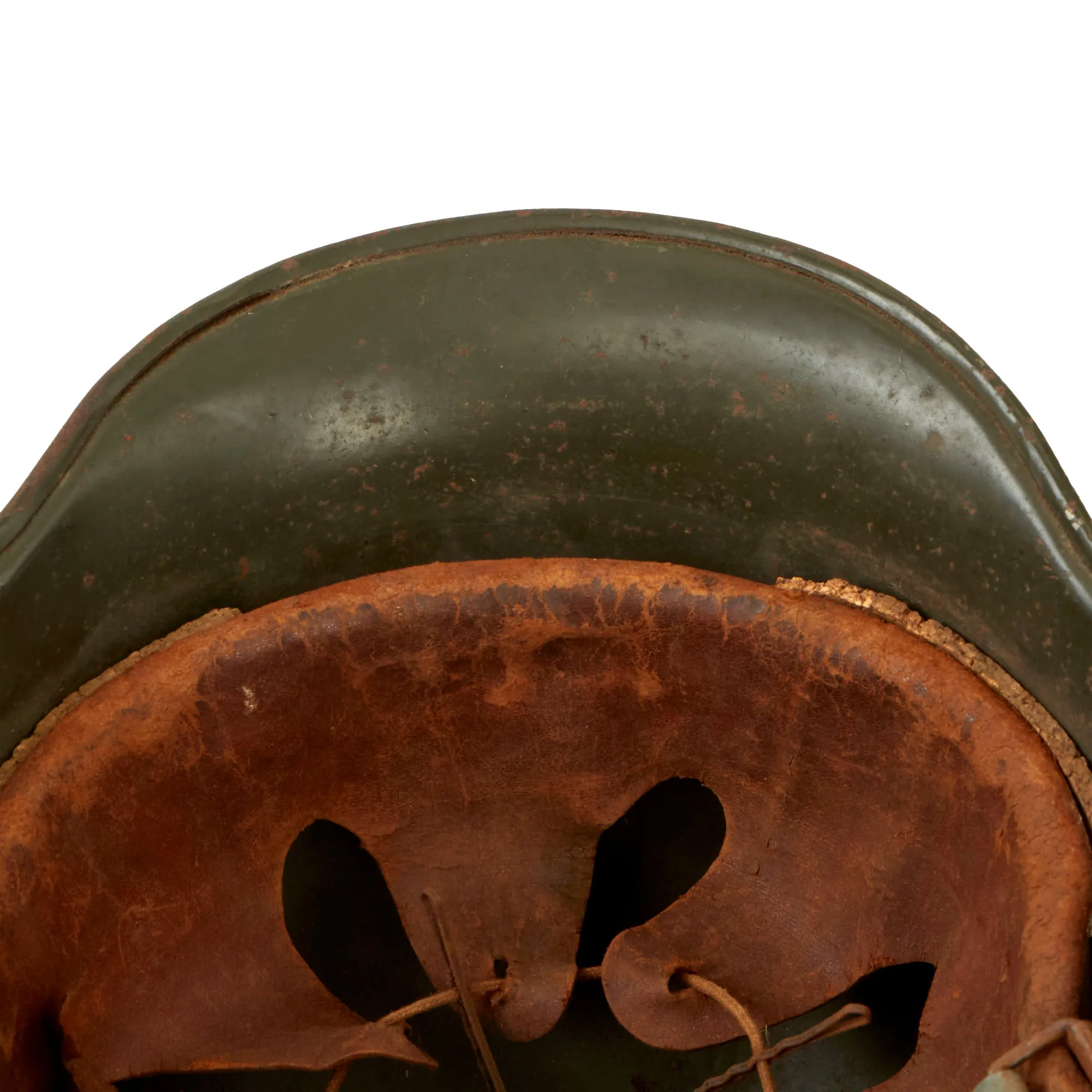 Original German WWII Early M34 Civic Square Dip RLB Air Defense Steel Helmet with Liner and Broken Chinstrap