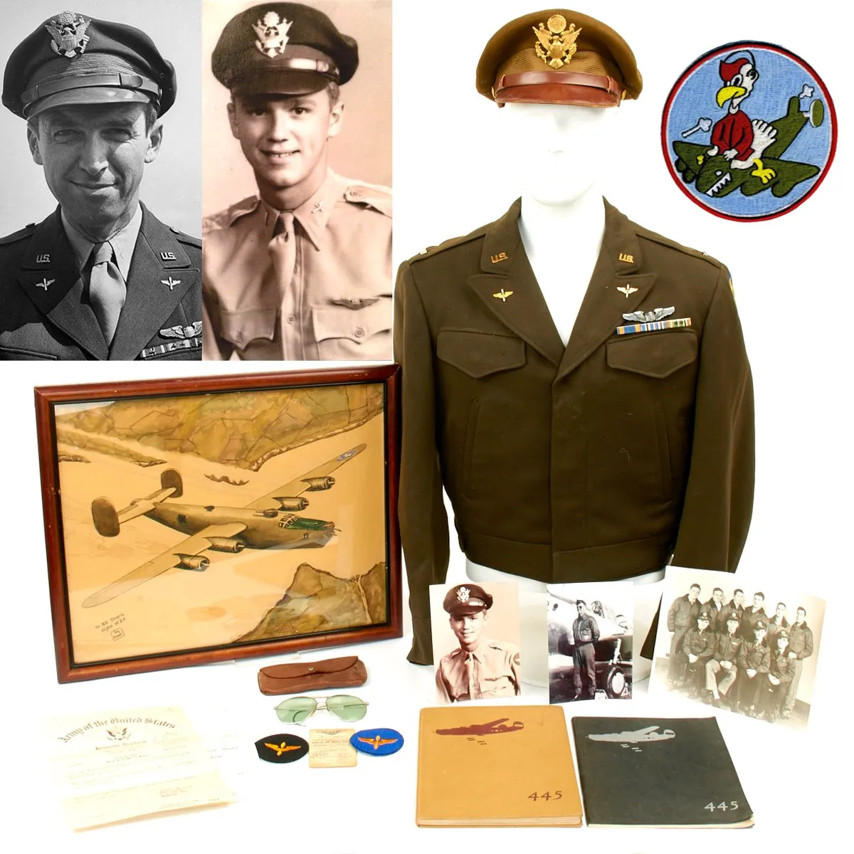 Original U.S. WWII B-24 Pilot 445th Bomb Group Actor Jimmy Stewarts Deputy Lead Grouping