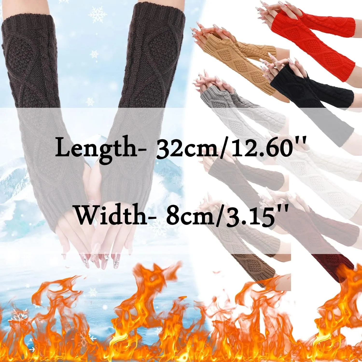 Unisex Fingerless Gloves Winter Knitted Convertible Fingerless Gloves Wool Mittens Warm Mitten Glove Fingerless Convertible Mittens Thermal Polar Fleece Insulated Lining Windproof Gloves