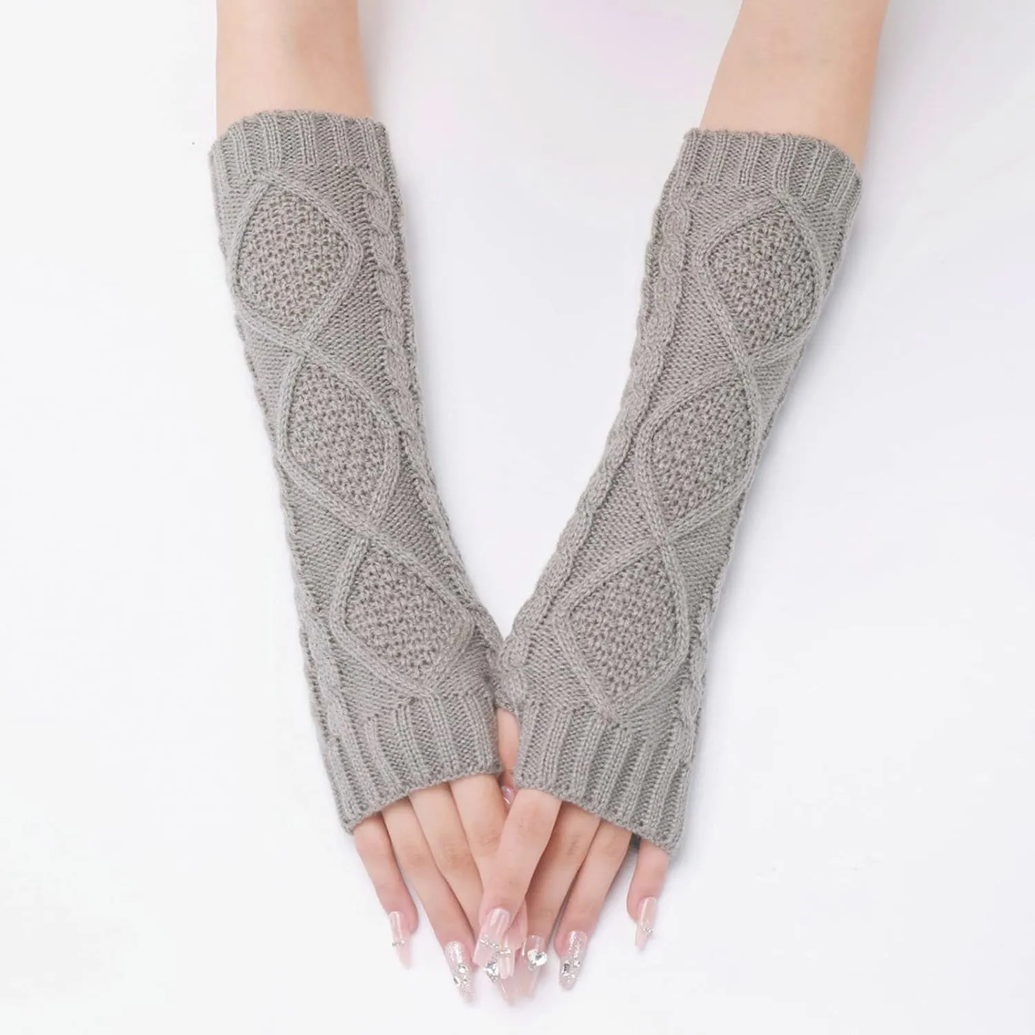 Unisex Fingerless Gloves Winter Knitted Convertible Fingerless Gloves Wool Mittens Warm Mitten Glove Fingerless Convertible Mittens Thermal Polar Fleece Insulated Lining Windproof Gloves