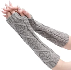 Unisex Fingerless Gloves Winter Knitted Convertible Fingerless Gloves Wool Mittens Warm Mitten Glove Fingerless Convertible Mittens Thermal Polar Fleece Insulated Lining Windproof Gloves