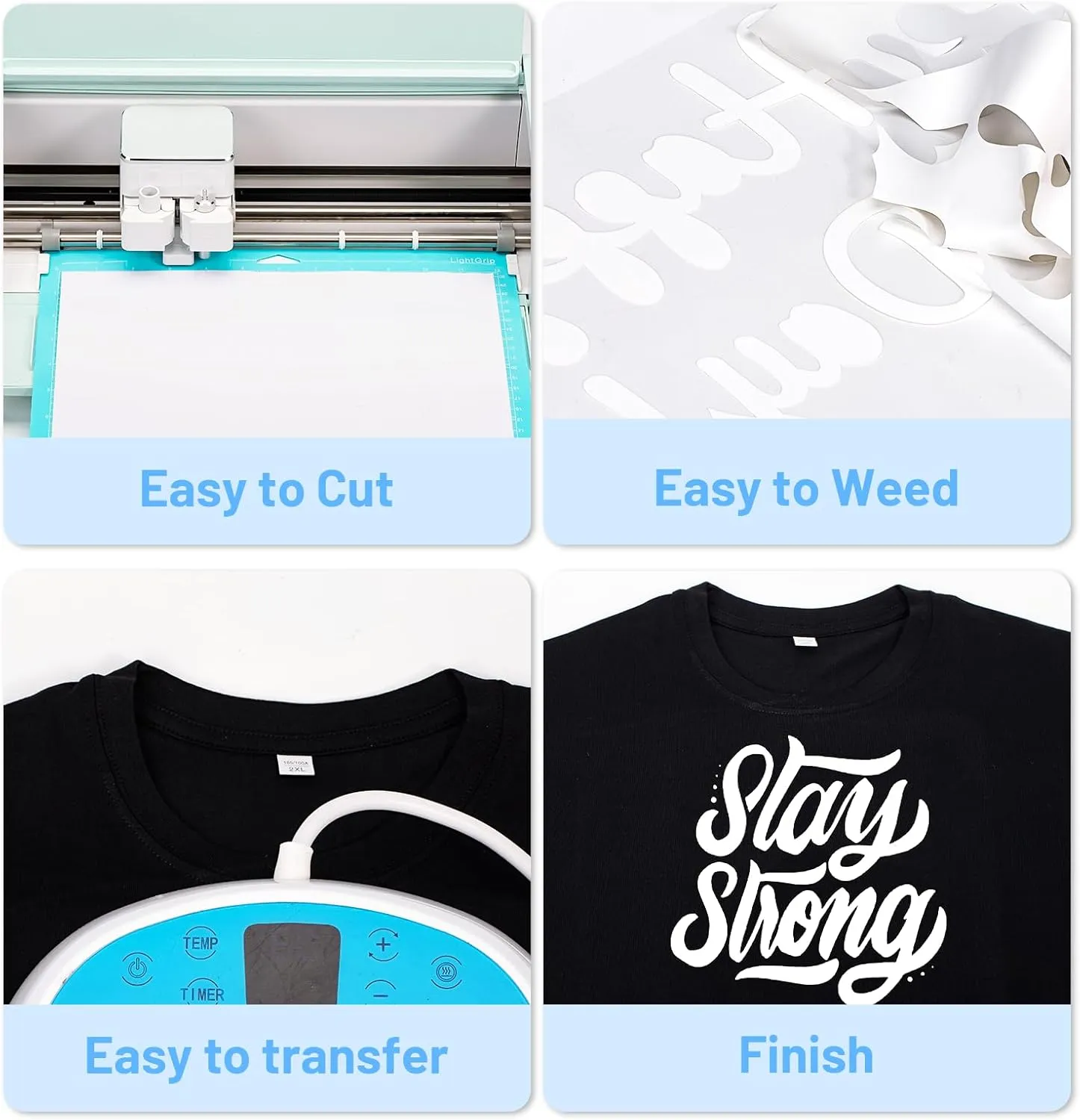 White HTV Heat Transfer Vinyl, 12" x10FT White HTV Vinyl Roll, White Vinyl Heat Transfer Iron on Compatible with Cricut and All Cutter Machine, Easy to Cut White Sports Heat Press Vinyl