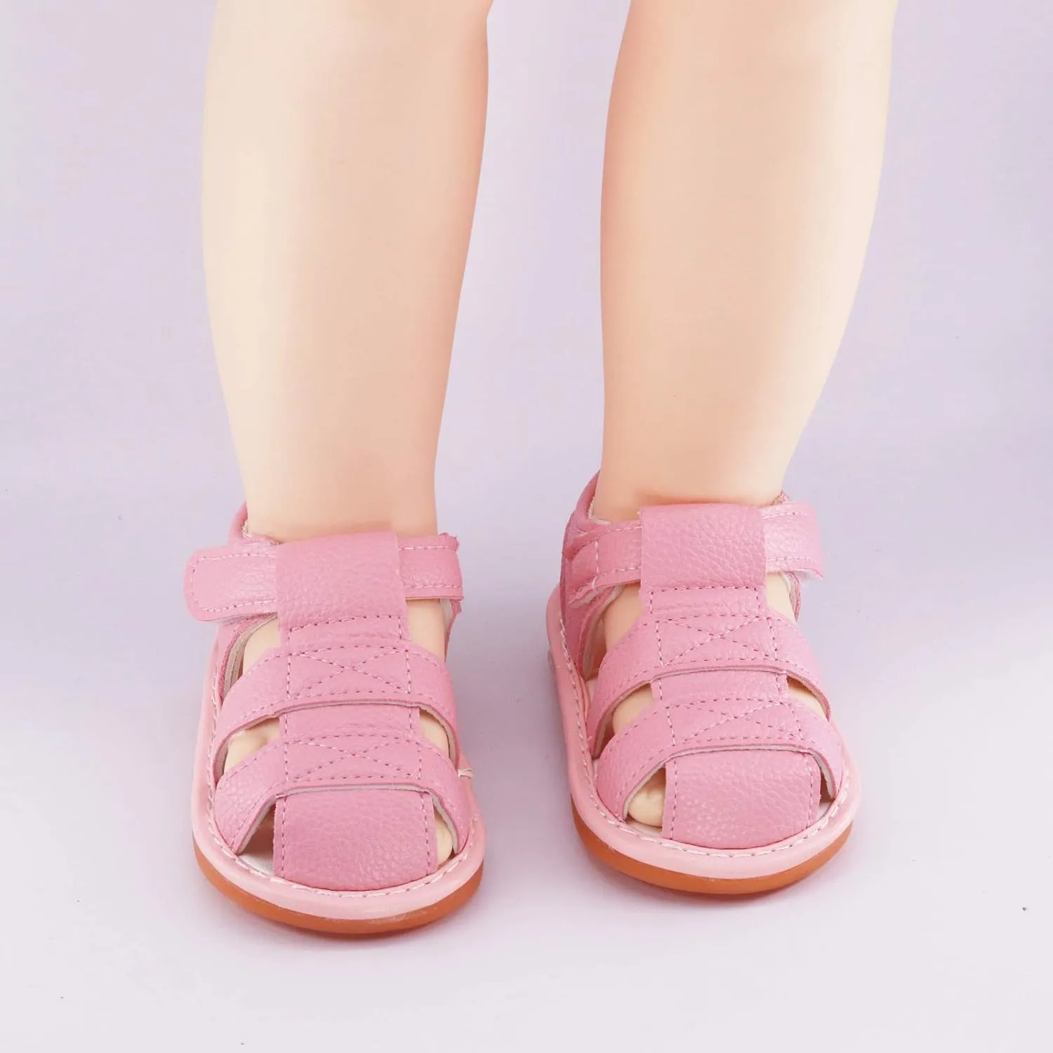 WILLFUN Baby Boy Girl Summer Infant Squeaky Sandals Premium Rubber Sole Closed-Toe Non-Slip Shoes Toddler First Walkers