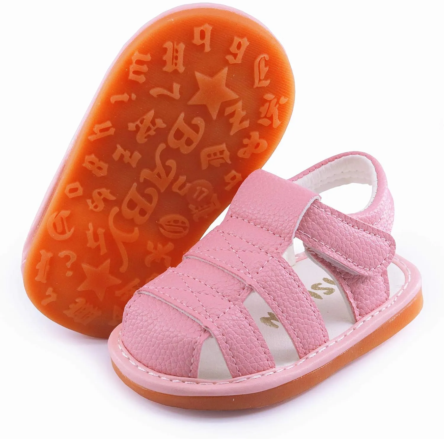 WILLFUN Baby Boy Girl Summer Infant Squeaky Sandals Premium Rubber Sole Closed-Toe Non-Slip Shoes Toddler First Walkers