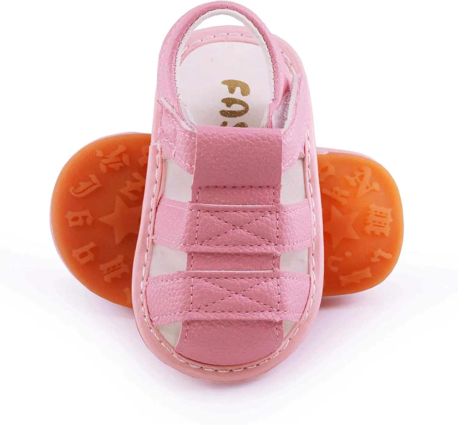 WILLFUN Baby Boy Girl Summer Infant Squeaky Sandals Premium Rubber Sole Closed-Toe Non-Slip Shoes Toddler First Walkers