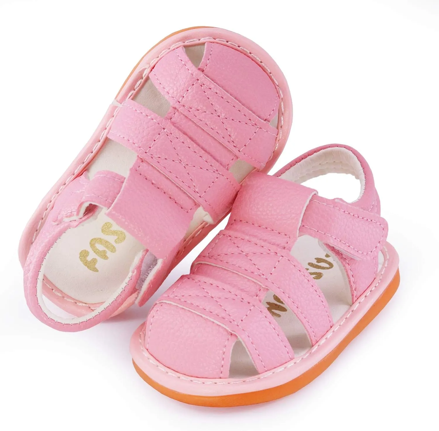 WILLFUN Baby Boy Girl Summer Infant Squeaky Sandals Premium Rubber Sole Closed-Toe Non-Slip Shoes Toddler First Walkers
