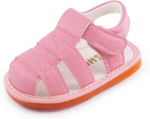 WILLFUN Baby Boy Girl Summer Infant Squeaky Sandals Premium Rubber Sole Closed-Toe Non-Slip Shoes Toddler First Walkers